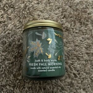 Bath & Body Works Green and Gold Candle with Floral Design